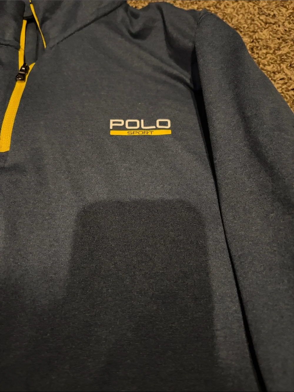 Polo by Ralph Lauren Navy Quarter-Zip Pullover with Yellow Accents